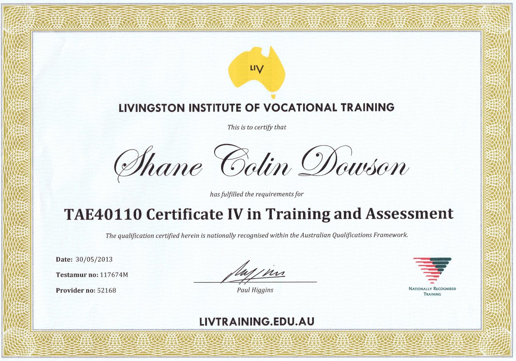 Dowson_SC_Cert_IV_Training_Assessment_TAE40110